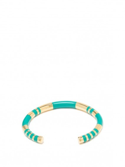 AURÉLIE BIDERMANN Positano gold-plated cuff. Green and gold cuffs | designer bracelets | fine bangles | luxe style jewellery | summer accessories - flipped