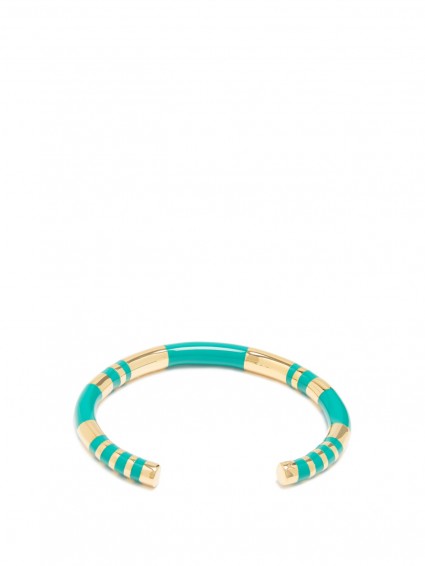 AURÉLIE BIDERMANN Positano gold-plated cuff. Green and gold cuffs | designer bracelets | fine bangles | luxe style jewellery | summer accessories