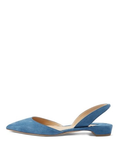 PAUL ANDREW Rhea blue suede slingback flats ~ stylish flat shoes - flipped