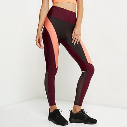 river island – RI Active burgundy block sports leggings. Sportswear | colour block running pants | gym fashion - flipped