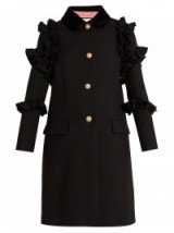 GUCCI Ruffle-trimmed single-breasted wool coat – dream coats – designer outerwear – ruffled fashion – tailored clothing – feminine & chic