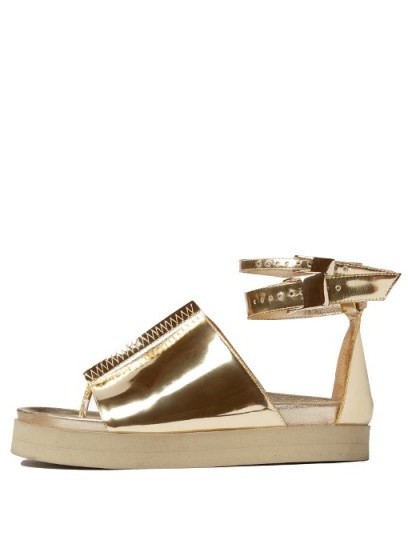 ELLERY Ryme double ankle-strap metallic gold sandals - flipped