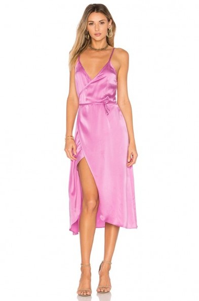 SAM&LAVI CANYON DRESS – pink silk dresses – wrap style slip dress - flipped
