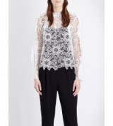 SELF-PORTRAIT Cutout Floral lace top in white ~ flower fashion ~ feminine tops ~ sheer fabric