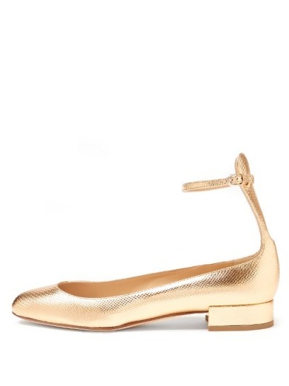 FRANCESCO RUSSO Snakeskin-effect leather ballet flats. Rose gold metallic flat shoes | ankle strap ballerinas | luxe style shoes | designer footwear | ankle straps - flipped