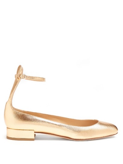 FRANCESCO RUSSO Snakeskin-effect leather ballet flats. Rose gold metallic flat shoes | ankle strap ballerinas | luxe style shoes | designer footwear | ankle straps