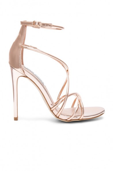 STEVE MADDEN SATIRE HEEL – rose gold high heel sandals – strappy heels – party shoes