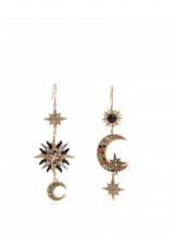 ROBERTO CAVALLI Sun, star and moon-embellished drop earrings. Statement jewellery | celestial | crystal moon and stars | crystals