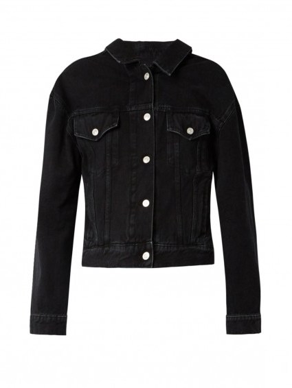 BALENCIAGA Swing-collar black denim jacket. Casual jackets | designer fashion - flipped