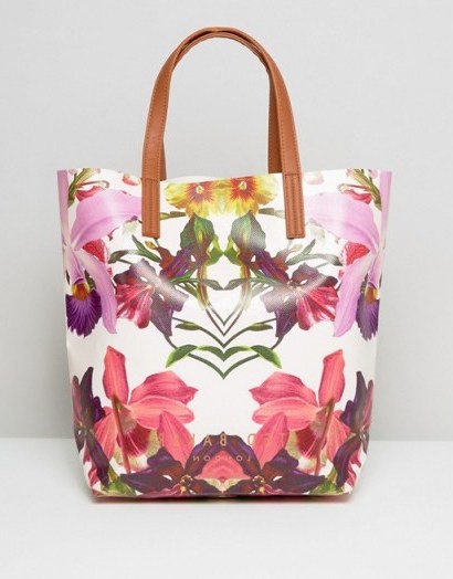 Ted Baker Floral Print Bag Shopper Bag ~ flower printed shoppers ~ tropical prints ~ pink & purple bags ~ accessories ~ shopping bags with style - flipped
