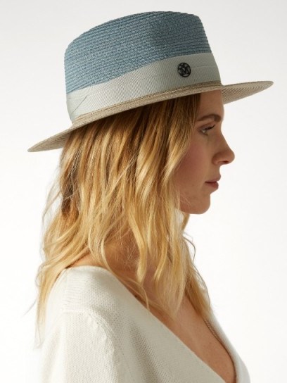 MAISON MICHEL Thadee pastel-blue hemp-straw hat ~ summer hats ~ accessories with style - flipped