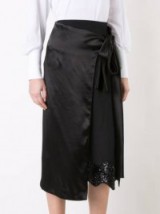 TOGA black wrapped skirt ~ stylish skirts ~ lace detail ~ silky fashion ~ feminine ~ individual style