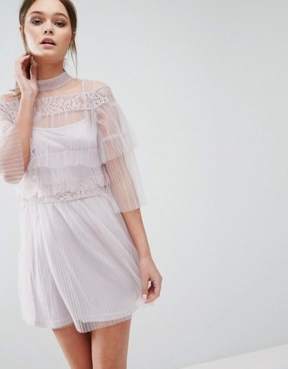 True Decadence Tulle Mini Dress in Layering ~ nude dresses ~ pale pink fashion ~ semi sheer - flipped
