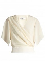 LANVIN Wrap-over ivory silk top ~ luxe fashion ~ luxury designer clothing ~ feminine style tops ~ wide floaty sleeves ~ effortless elegance ~ elegant blouses
