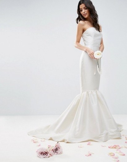 ASOS BRIDAL Trumpet Hem Maxi Dress – strapless wedding dresses – fishtail bridal gowns – cream bandeau gowns - flipped