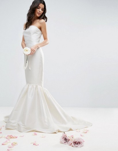 ASOS BRIDAL Trumpet Hem Maxi Dress – strapless wedding dresses – fishtail bridal gowns – cream bandeau gowns