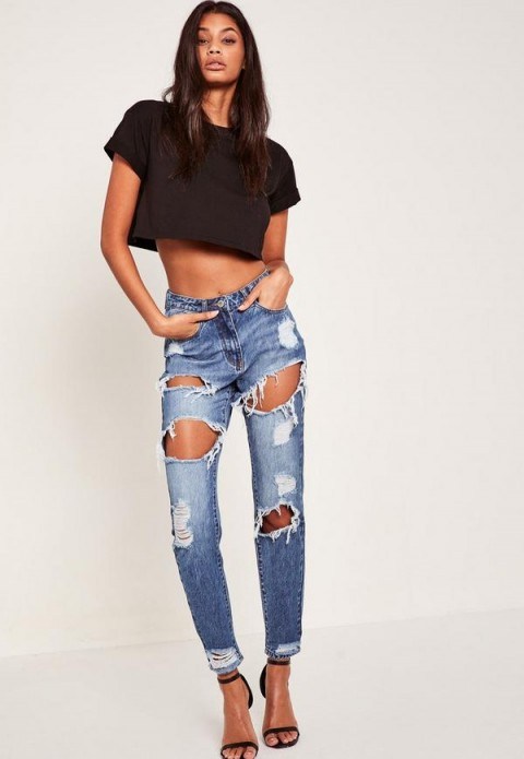 missguided / blue riot high rise ripped jeans - flipped