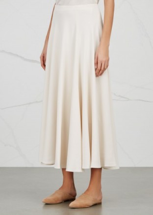 THE ROW Dia ivory stretch cady midi skirt ~ luxe day wear ~ elegant skirts ~ luxury fashion ~ neutral colours ~ neutrals