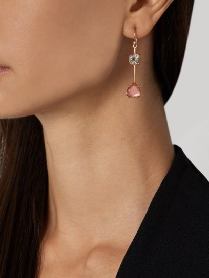 IRENE NEUWIRTH Diamond, sunstone & rose-gold earring ~ single luxe drop earrings ~ luxury jewellery - flipped