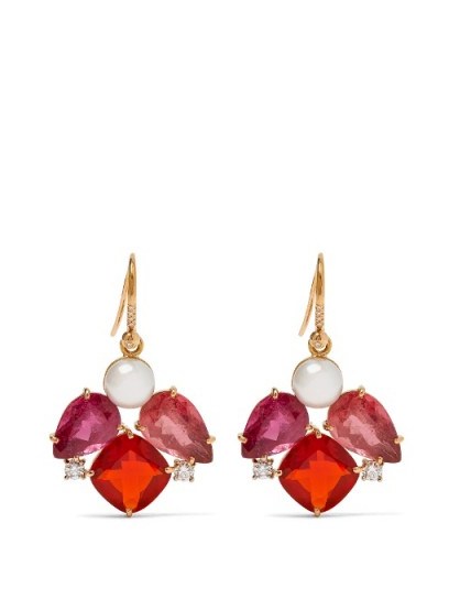 IRENE NEUWIRTH Diamond, tourmaline, pearl & rose-gold drop earrings ~ luxe jewellery - flipped