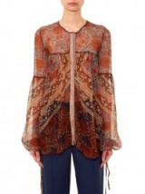 CHLOÉ Foulard-print sheer silk blouse ~ see-through blouses ~ boho style tops ~ designer fashion