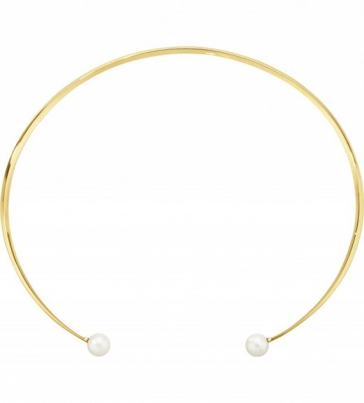 GEORG JENSEN Neva 18ct yellow-gold, diamond and pearl neck ring. Contemporary necklaces | elegant modern style jewellery - flipped