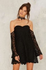 Ghost Town Crochet Lace Mini Dress ~ little black dress ~ off the shoulder dresses ~ party babe ~ feminine going out fashion ~ bardot style