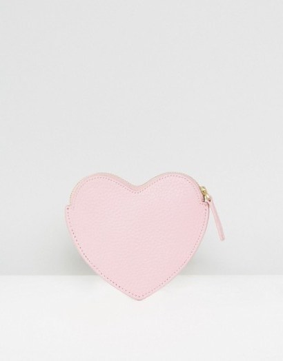 Lulu Guinness Heart Coin Purse in pale pink ~ purses in the shape of hearts ~ designer accessories - flipped
