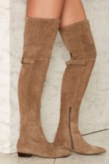 Matisse Ashley Over-the-Knee Suede Boot – Taupe. Long boots | flat footwear | stylish flats