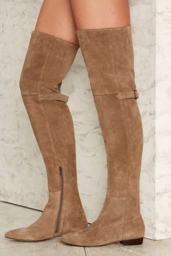Matisse Ashley Over-the-Knee Suede Boot – Taupe. Long boots | flat footwear | stylish flats - flipped
