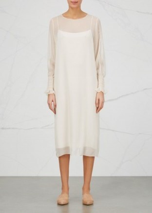 THE ROW Maver ivory silk chiffon midi dress. Classic elegance | elegant dresses | chic fashion | semi sheer - flipped