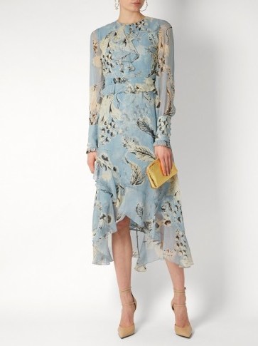 ERDEM Meg silk-voile dress ~ light blue floral dresses ~ feminine florals ~ designer fashion ~ luxury clothing - flipped