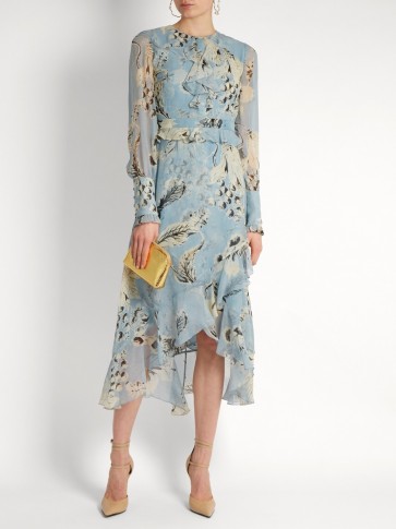 ERDEM Meg silk-voile dress ~ light blue floral dresses ~ feminine florals ~ designer fashion ~ luxury clothing