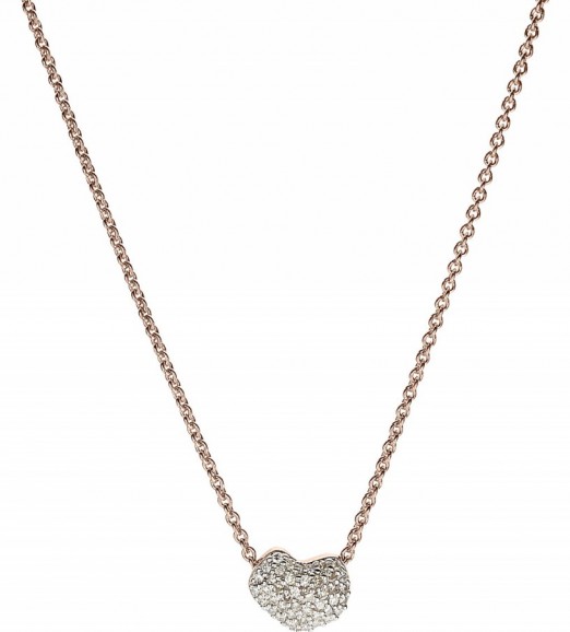 MONICA VINADER Nura 18ct rose-gold vermeil and diamond necklace. Mini heart pendants | luxe style pendant necklaces | Valentine gifts for her | Valentine’s day gift | diamonds | jewellery