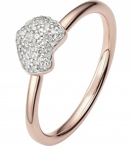 MONICA VINADER Nura 18ct rose-gold vermeil and diamond ring. Pave diamonds | heart shape rings | Valentine gifts for her | Valentine’s day jewellery | hearts | diamonds - flipped