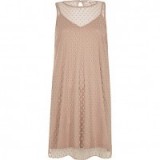 River Island nude dobby mesh sleeveless dress – pale pink dresses – slip style underlay – cami – semi sheer fashion