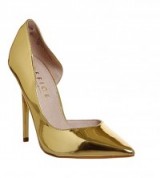 OFFICE Natalie dorsay point court – gold mirror courts – metallic high heels – stiletto heel shoes – glamorous footwear – glamour
