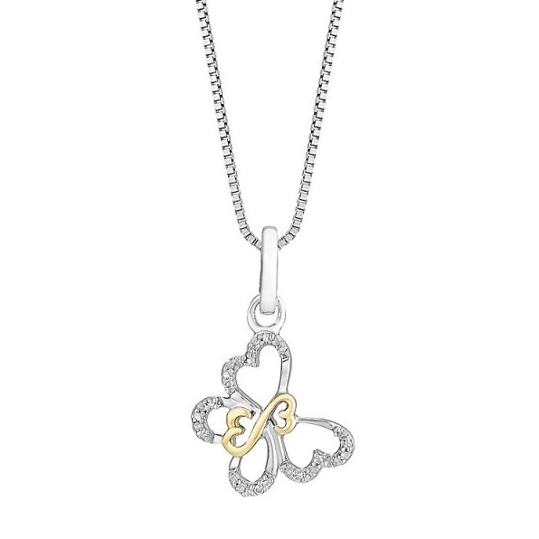 Open Hearts By Jane Seymour Diamond Butterfly Pendant ~ heart shaped pendants ~ Valentines necklaces ~ romantic jewellery - flipped