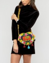 Reclaimed Vintage Embroidered Heart Cross Body Bag ~ ethnic style bags ~ hearts on handbags ~ hippy crossbody