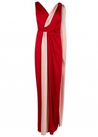 PAULE KA Red and pink draped satin gown ~ statement gowns ~ evening glamour ~ long occasion dresses ~ effortless elegance ~ effortlessly elegant ~ special event clothing - flipped