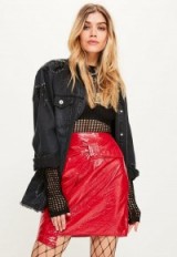missguided / red faux leather tie belted mini skirt