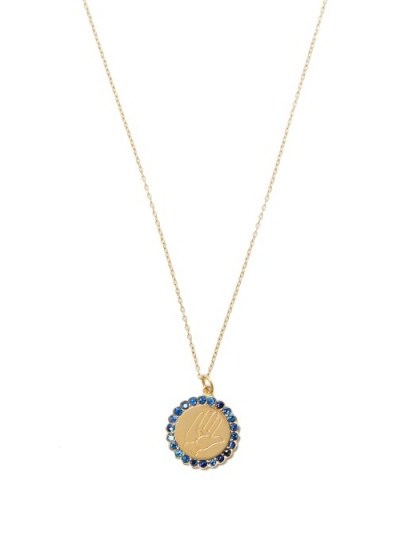 ALISON LOU Sapphire & yellow-gold Twister necklace ~ luxe style disc pendants ~ luxury jewellery ~ elegant necklaces - flipped