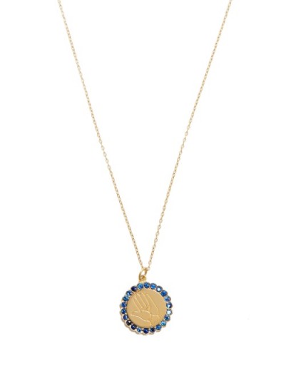 ALISON LOU Sapphire & yellow-gold Twister necklace ~ luxe style disc pendants ~ luxury jewellery ~ elegant necklaces