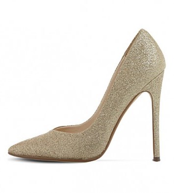 STEVE MADDEN Wicket glitter court shoes – gold glitter courts – stiletto heels – shimmering high heel shoes - flipped