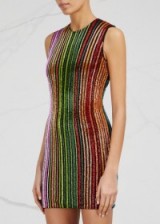 BALMAIN Striped beaded mini dress ~ luxe bodycon dresses ~ luxury fitted fashion ~ embellished occasion wear ~ glamorous event clothing