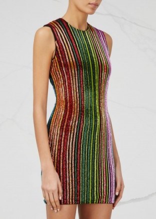 BALMAIN Striped beaded mini dress ~ luxe bodycon dresses ~ luxury fitted fashion ~ embellished occasion wear ~ glamorous event clothing - flipped