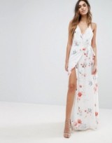 The Jetset Diaries Isabella Maxi Dress floral – long wrap style party dresses – evening fashion – feminine clothing – self tie waist – plunge front