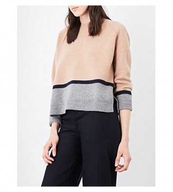 WHISTLES Colour block wool jumper. Luxe style jumpers | womens knitwear | knitted fashion | merino wool sweaters | crew neck pullovers - flipped