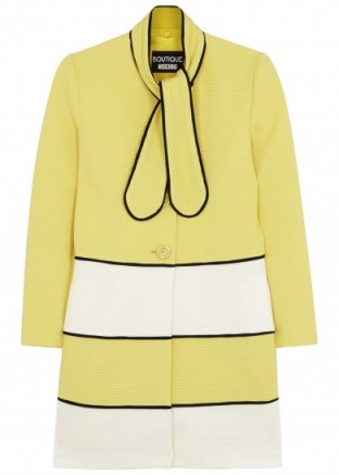 BOUTIQUE MOSCHINO Yellow ribbed cotton blend coat ~ statement coats ~ luxe fashion ~ designer outerwear