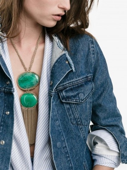 Rosantica Ardelia Tassel Necklace ~ big green stone necklaces ~ bling jewellery ~ make a statement - flipped
